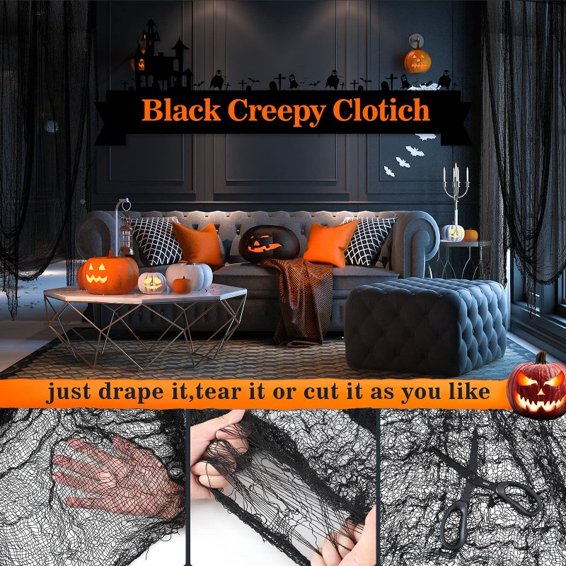 Cyantor 5Pcs Halloween Creepy Cloth Black 30?72inch - Halloween Decorations Clearance - Creepy Spooky Halloween Decorations Outdoor Indoor - Image 3